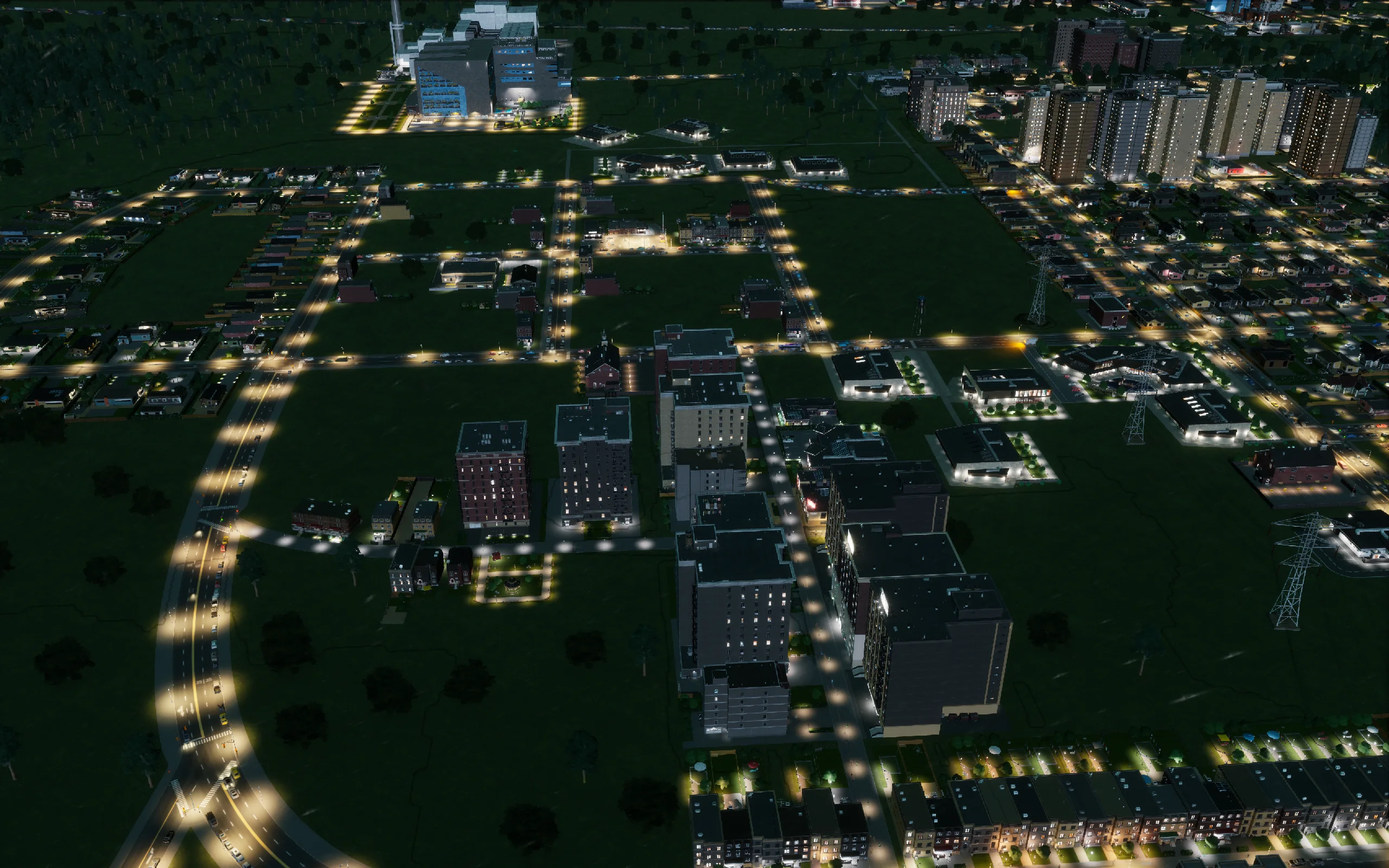 The walking district after dark