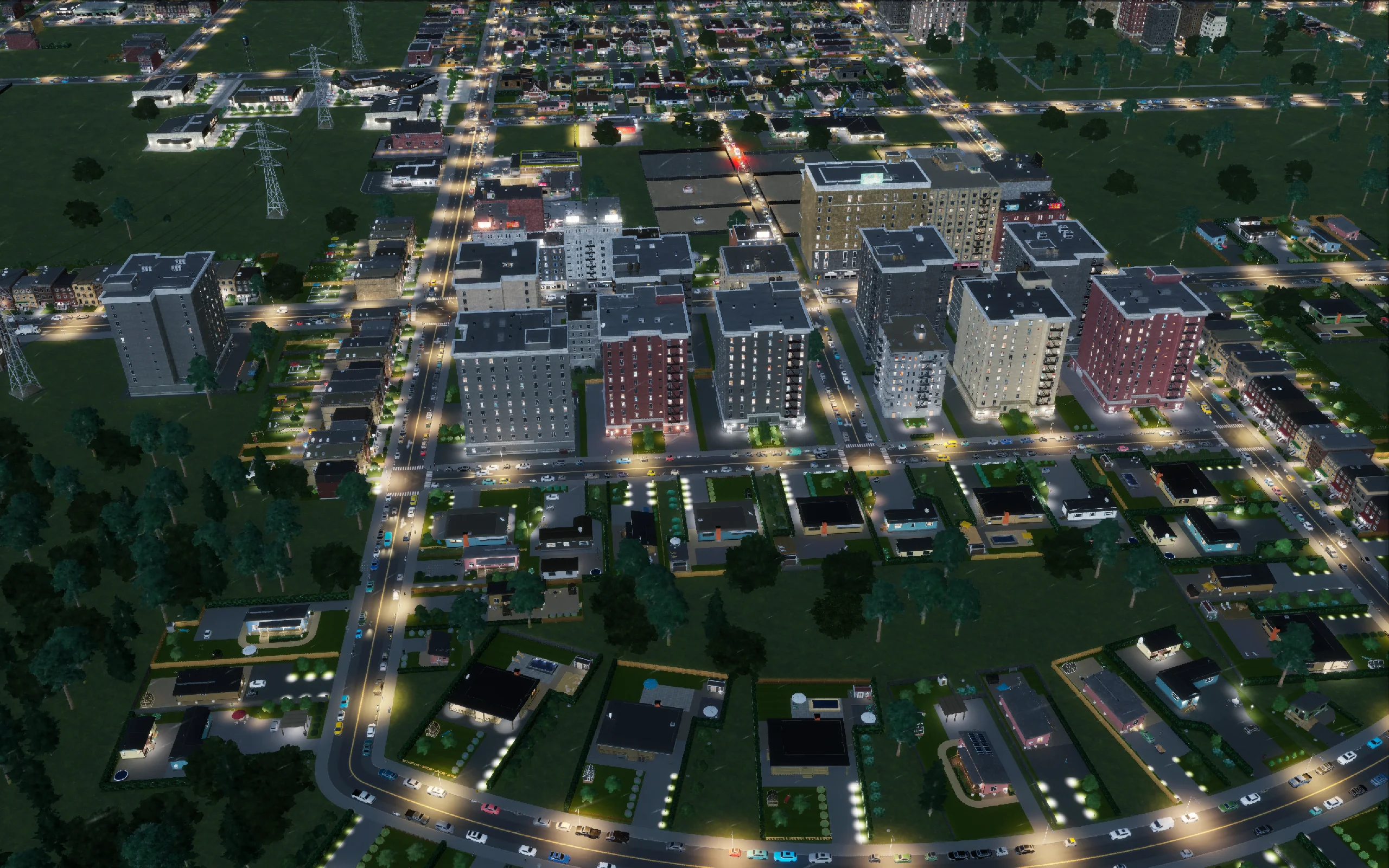 The adjoining low-rise frontage after rezoning, before its replacement buildings grew.