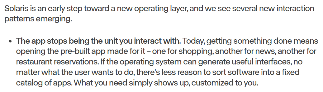 Runway's Solaris announcement — 'The app stops being the unit you interact with': generated interfaces replace a fixed catalog of apps